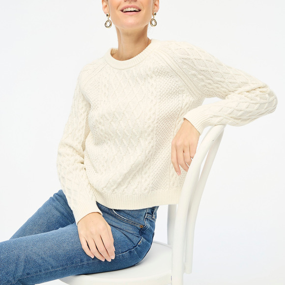 J.Crew Factory Cable crewneck sweater M - Picture 1 of 6